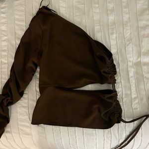 Zara brown one shoulder top.
